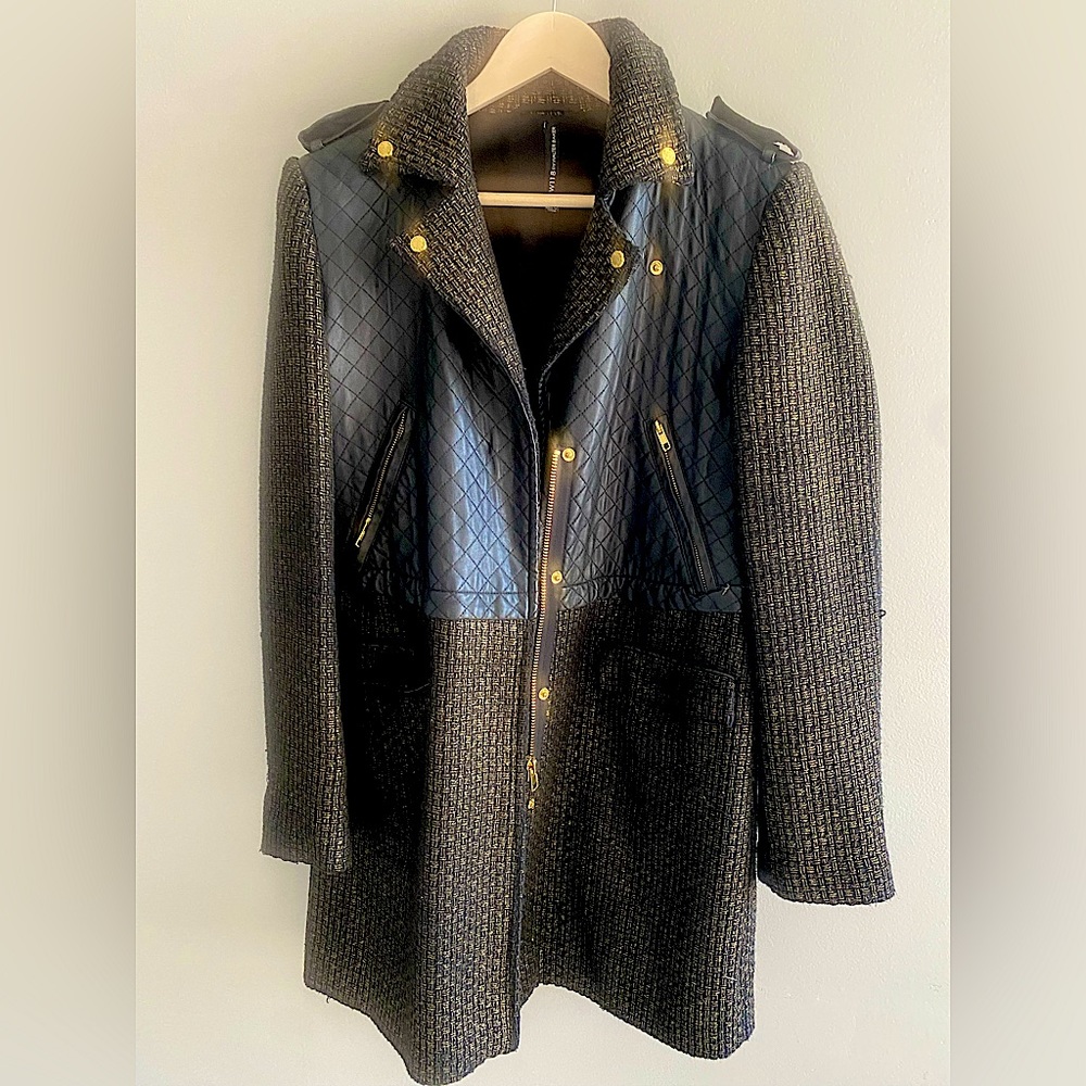 Black and gold stitched coat with quilted front
